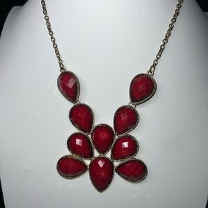 Vintage Red Faceted Plastic Statement Necklace